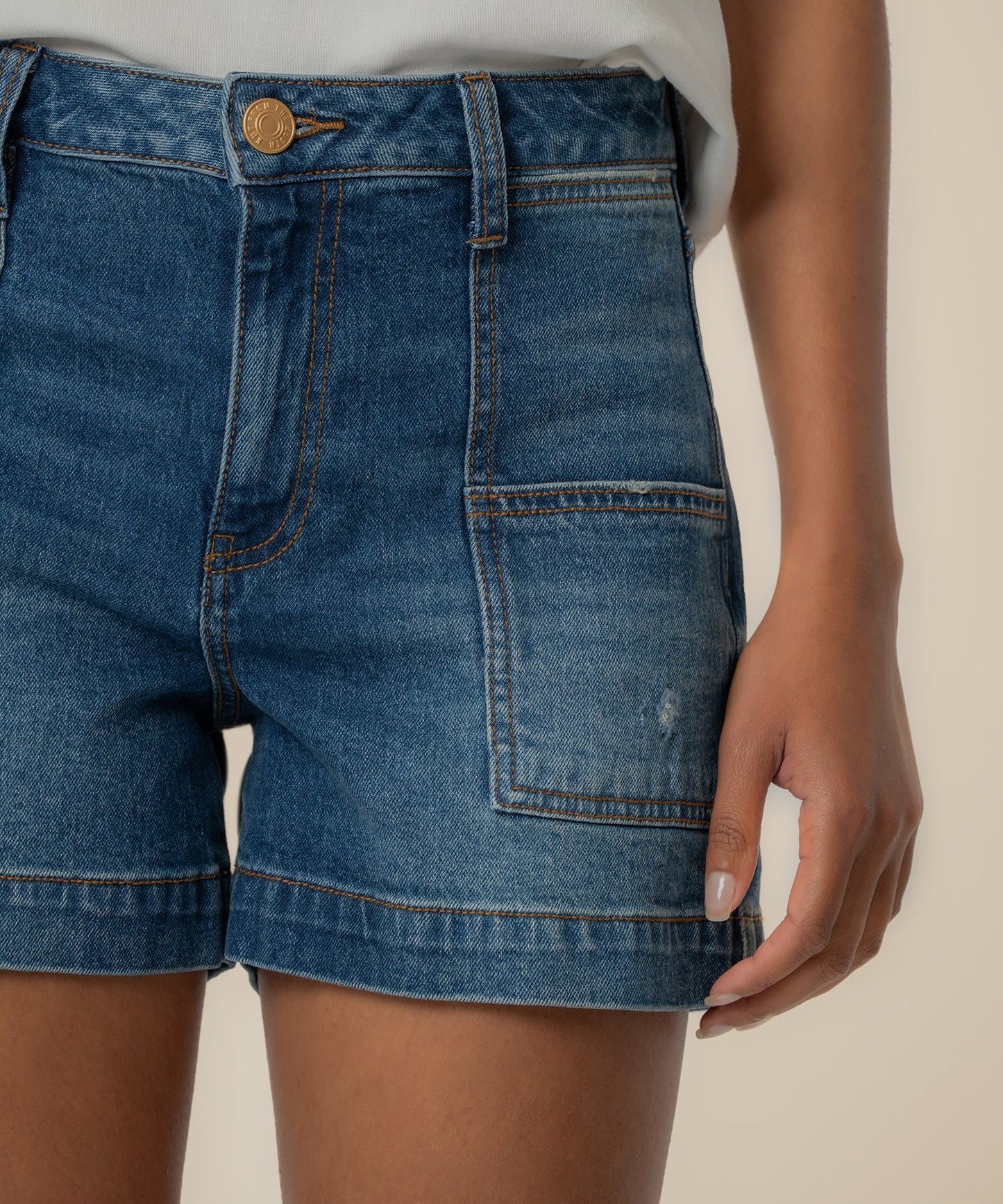 Shorts--"Jane", Jean, Patch Pockets, Denim Blue (Kut from the Kloth)