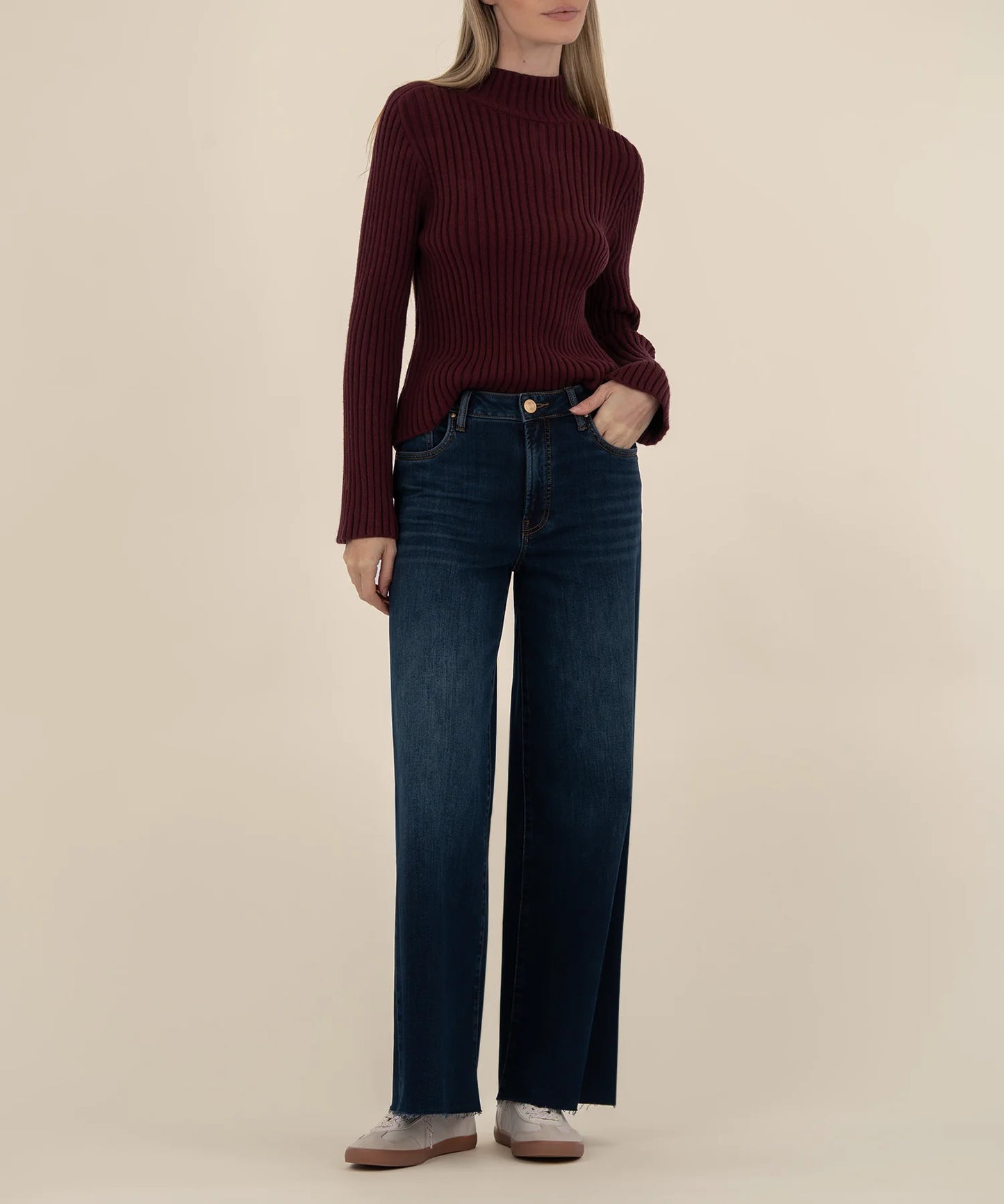 Sweater--"Hera", Mock Turtleneck, Raisin (Kut from the Kloth)