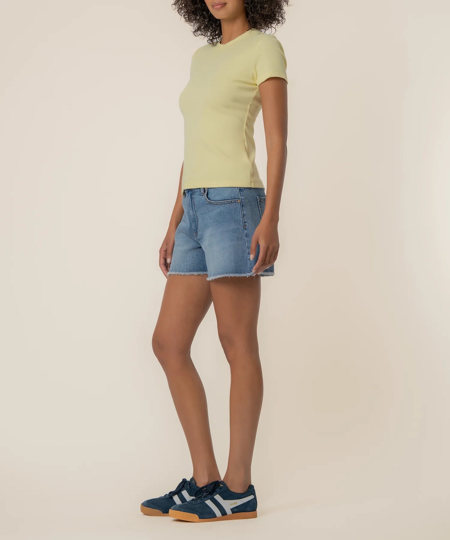 Shirt--"Langley", Tee, Rib Knit, Sherbet OR Pastel Yellow (Kut from the Kloth)
