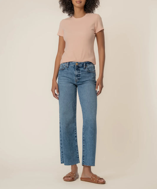 Shirt--"Langley", Tee, Rib Knit, Sherbet OR Pastel Yellow (Kut from the Kloth)
