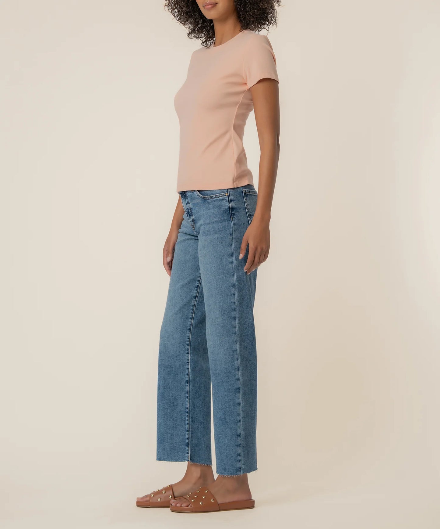 Shirt--"Langley", Tee, Rib Knit, Sherbet OR Pastel Yellow (Kut from the Kloth)