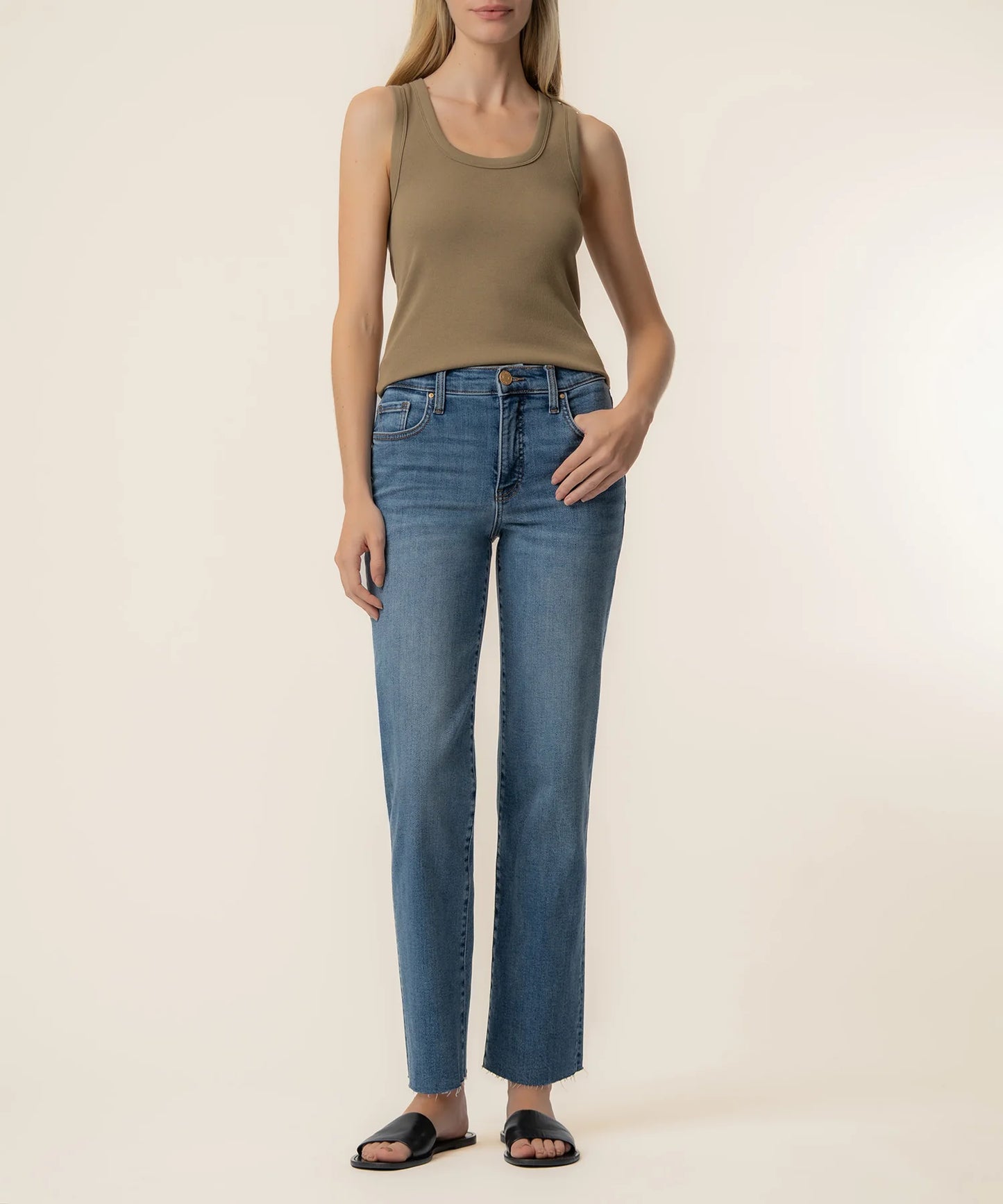 Top--"Anastasia", Tank, Ribbed, Rayon-Cotton Blend, Russet OR White (Kut from the Kloth)
