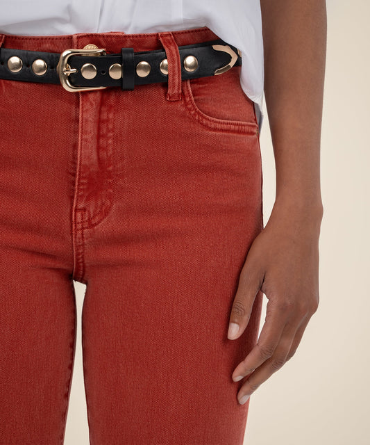 Pants--"Kelsey", High Rise, Ankle flare, Denim Jeans, Sage OR Paprika (Kut from the Kloth)