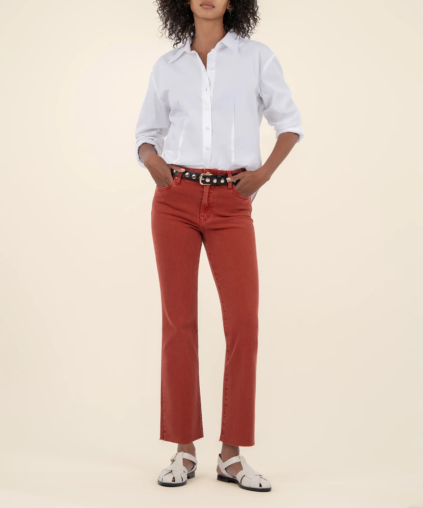 Pants--"Kelsey", High Rise, Ankle flare, Denim Jeans, Sage OR Paprika (Kut from the Kloth)