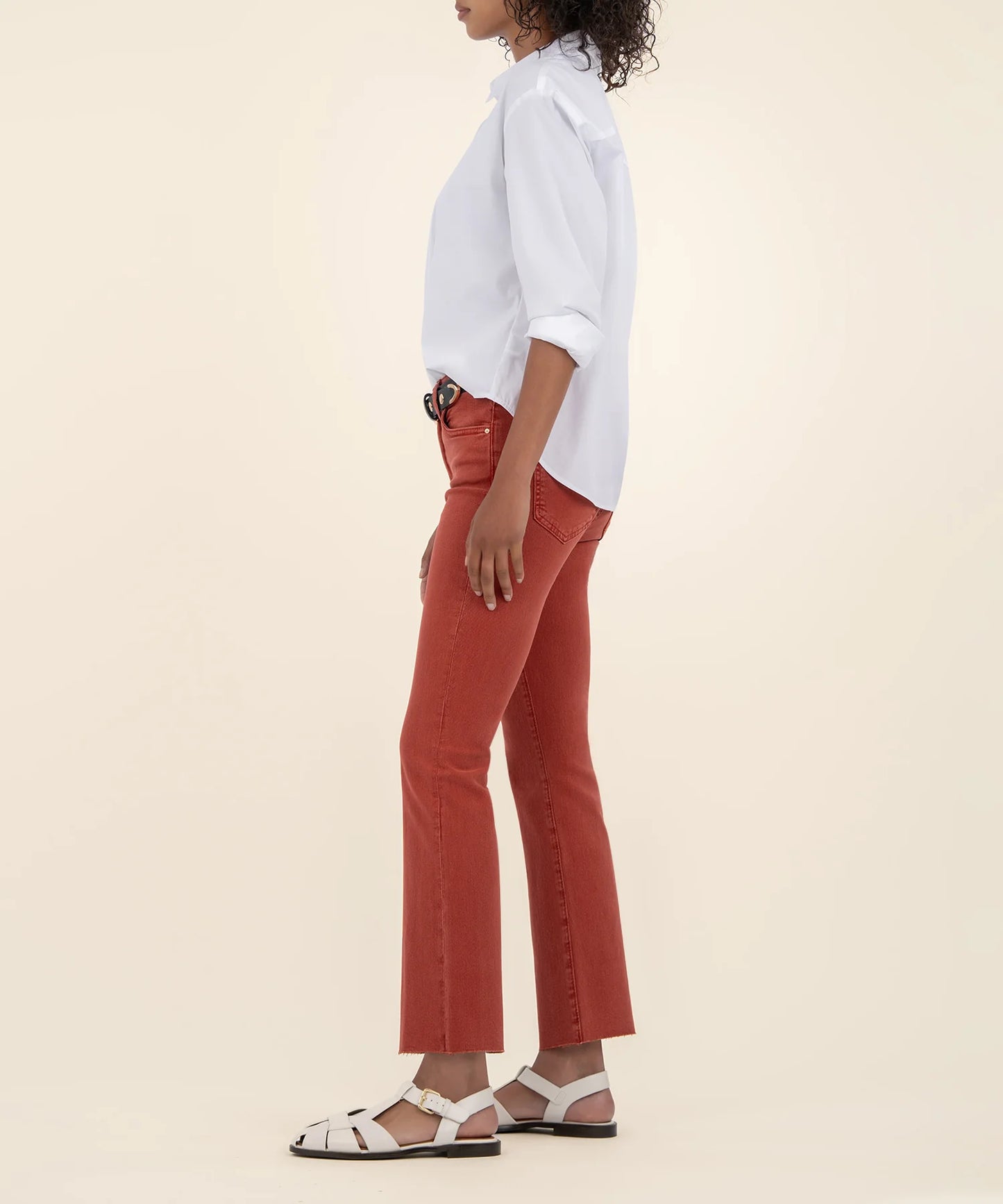 Pants--"Kelsey", High Rise, Ankle flare, Denim Jeans, Sage OR Paprika (Kut from the Kloth)
