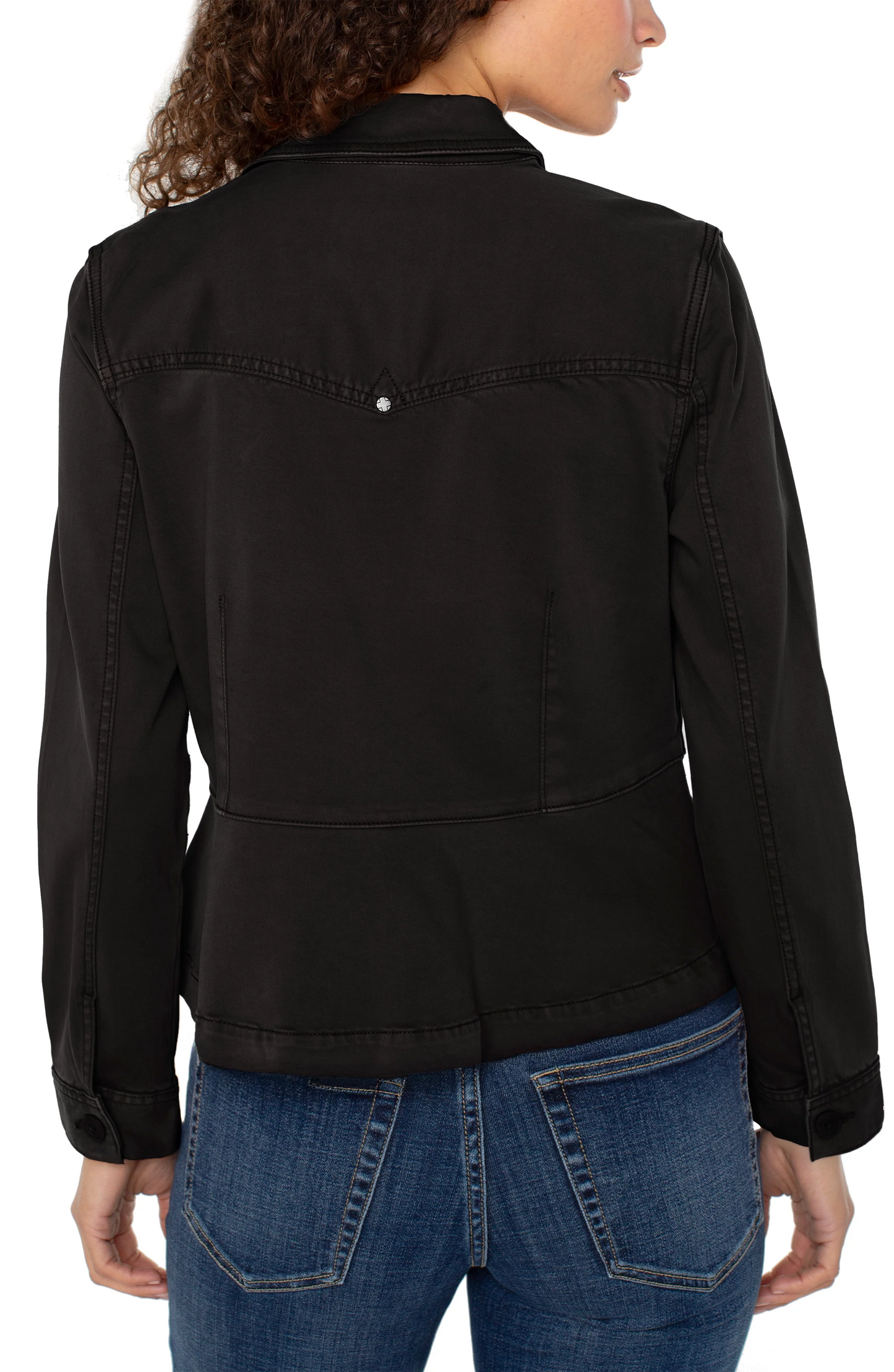 Jacket--"Trucker". Peplum waist, Cotton-Blend, 3 Colors (Liverpool LA)
