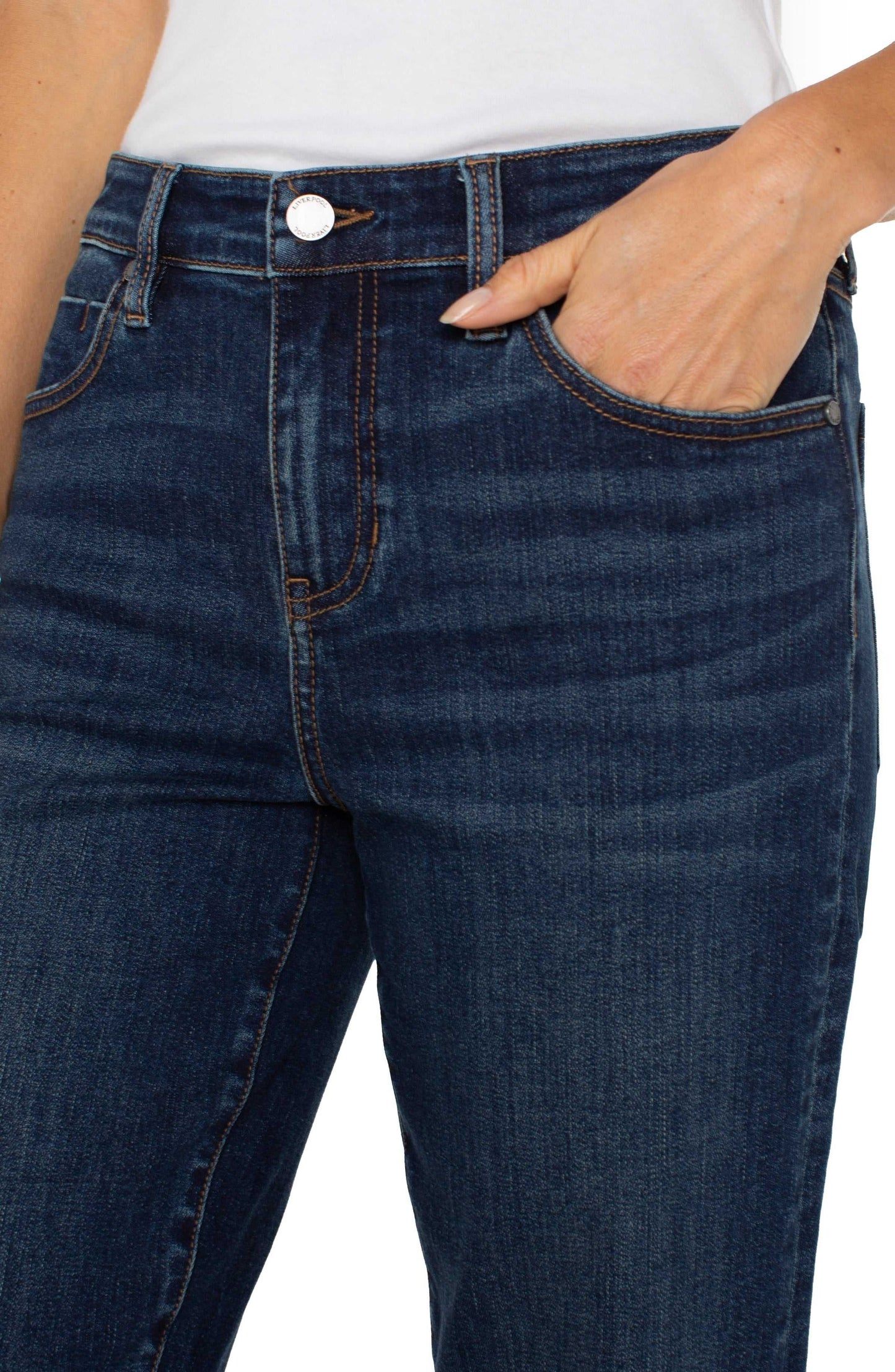 Jeans--"Liv"--26" Inseam (PETITE), Relaxed-Skinny, Mid-Rise, Blue (Liverpool)
