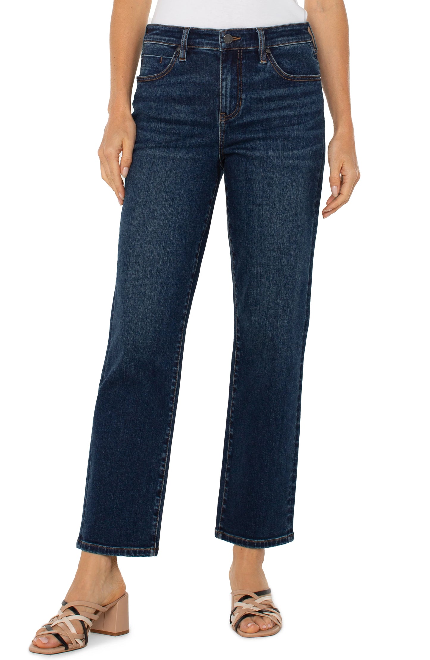 Jeans--"Liv"--26" Inseam (PETITE), Relaxed-Skinny, Mid-Rise, Blue (Liverpool)