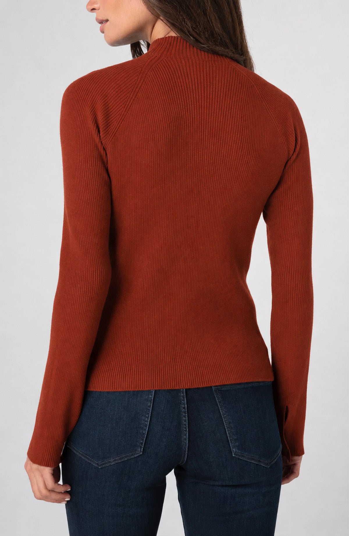 Sweater--Mock Turtleneck, Central Seam, Knit--RUST (Liverpool LA)