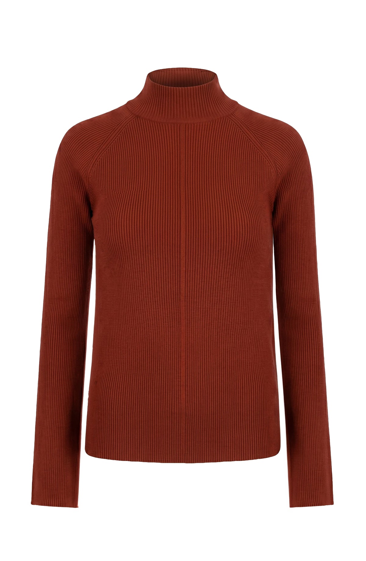 Sweater--Mock Turtleneck, Central Seam, Knit--RUST (Liverpool LA)