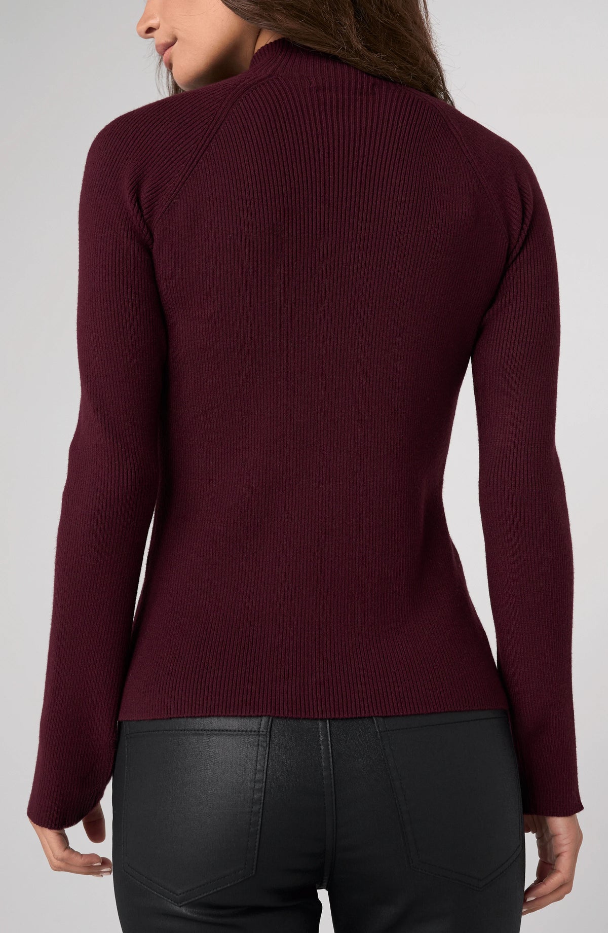 Sweater--Mock Turtleneck, Central Seam, Knit--OXBLOOD (Liverpool LA)
