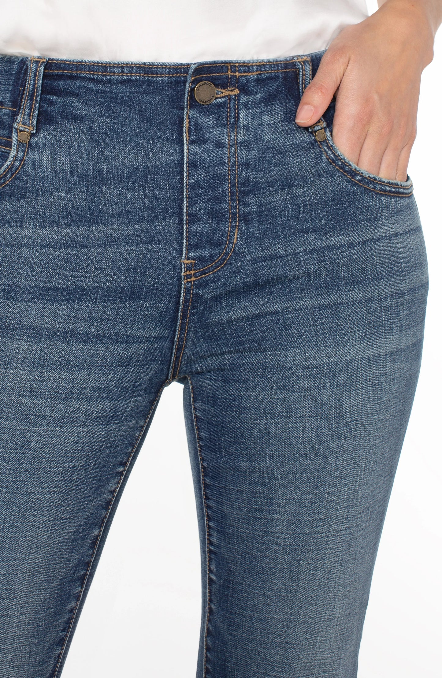 Jeans--"Gia Glider", Crop, Flare, Blue (Liverpool)