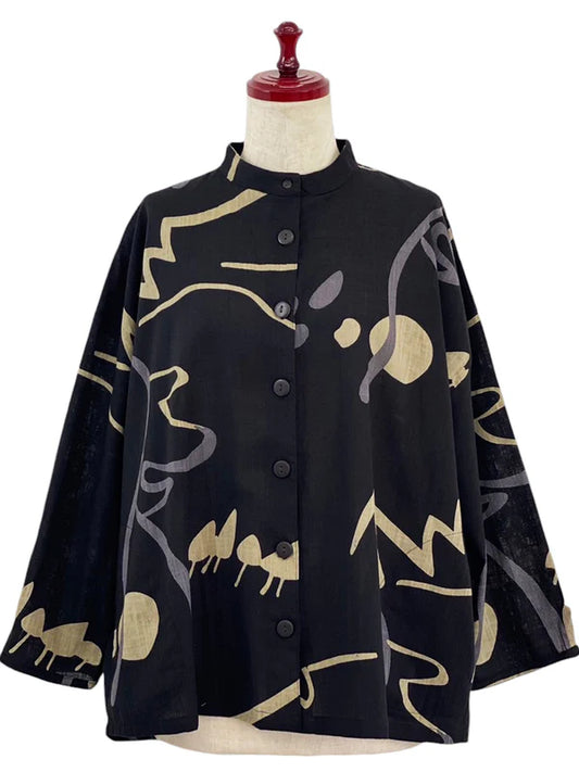 Jacket--"Arty Woodland", Cotton, Black (Mona Lisa)