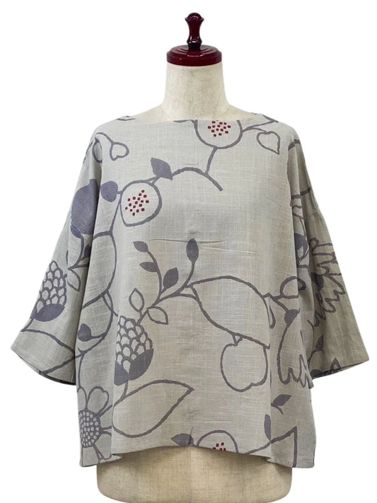 Top--"Summer Picnic", Cotton, Green Tea OR Light Grey (Mona Lisa)
