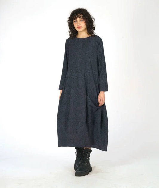 Dress--"Dome", Ridge Stripe, Grey (Niche)