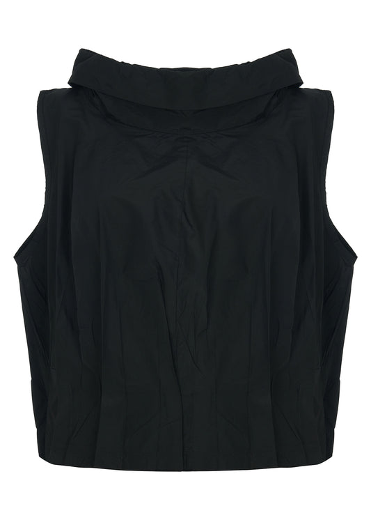 Top--"Willis", Cowl neck, Short Sleeve, Parachute material, Black (Kozan)