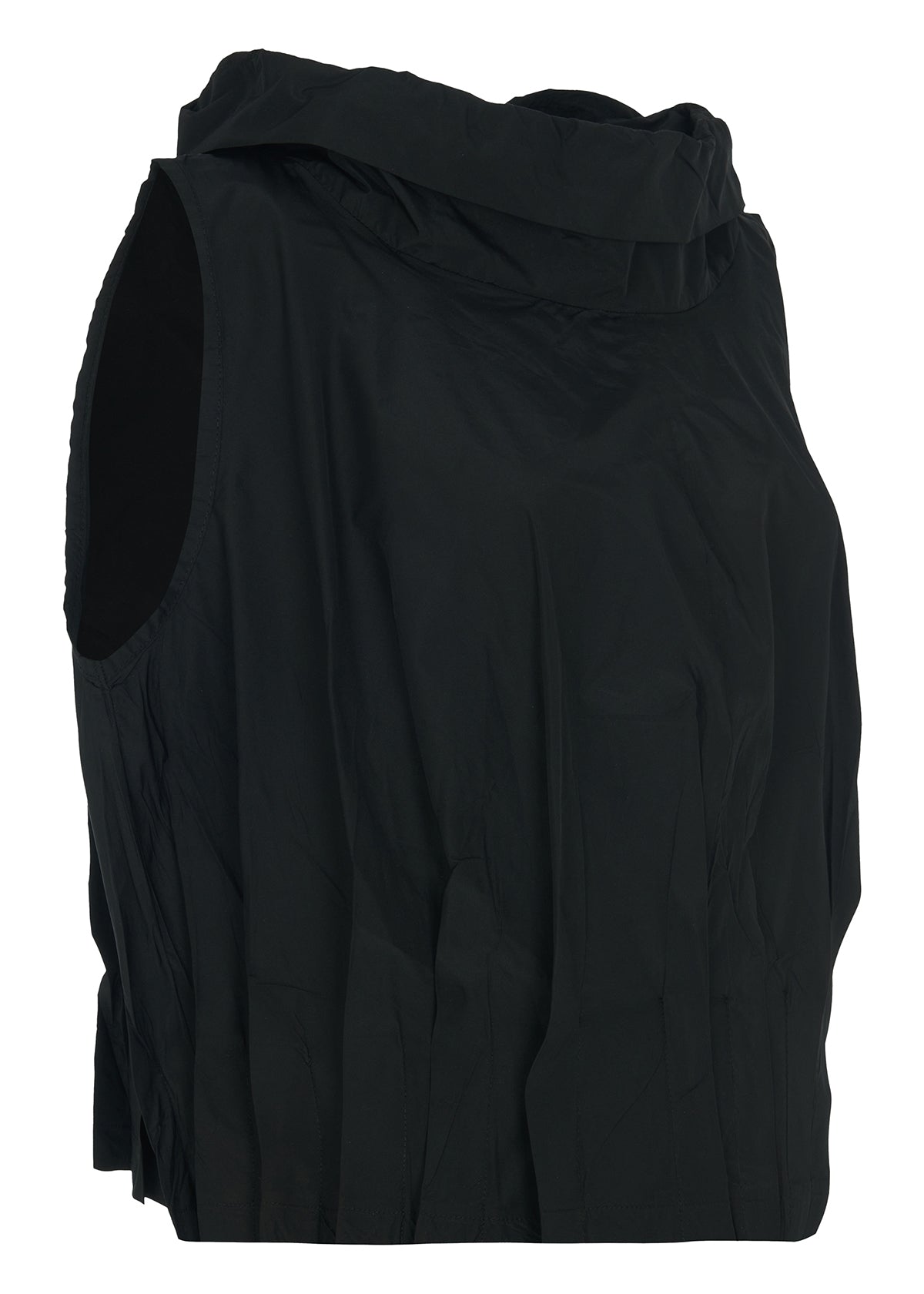 Top--"Willis", Cowl neck, Short Sleeve, Parachute material, Black (Kozan)