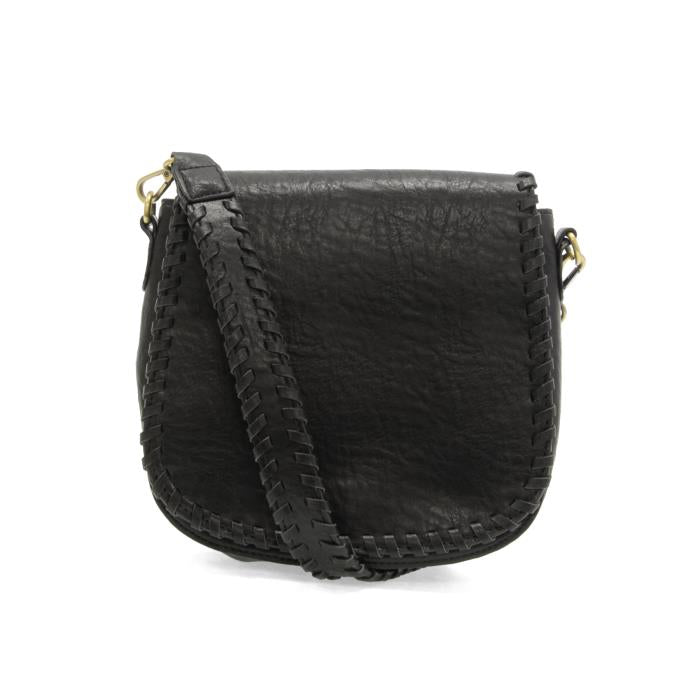 Purse--"Annie", Whip Stitching, Vegan Leather, Black OR Whiskey (Joy Susan)