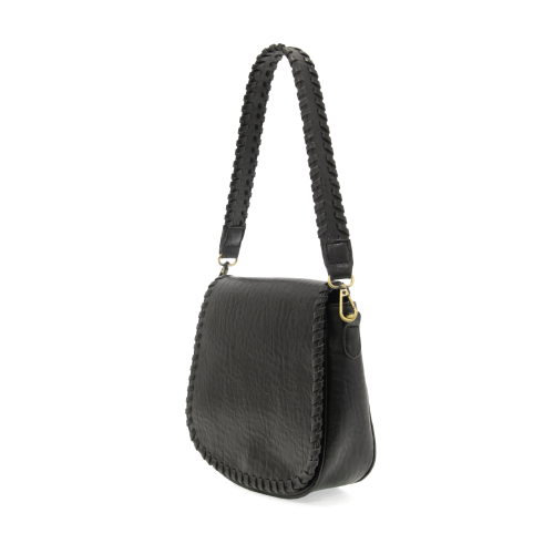 Purse--"Annie", Whip Stitching, Vegan Leather, Black OR Whiskey (Joy Susan)