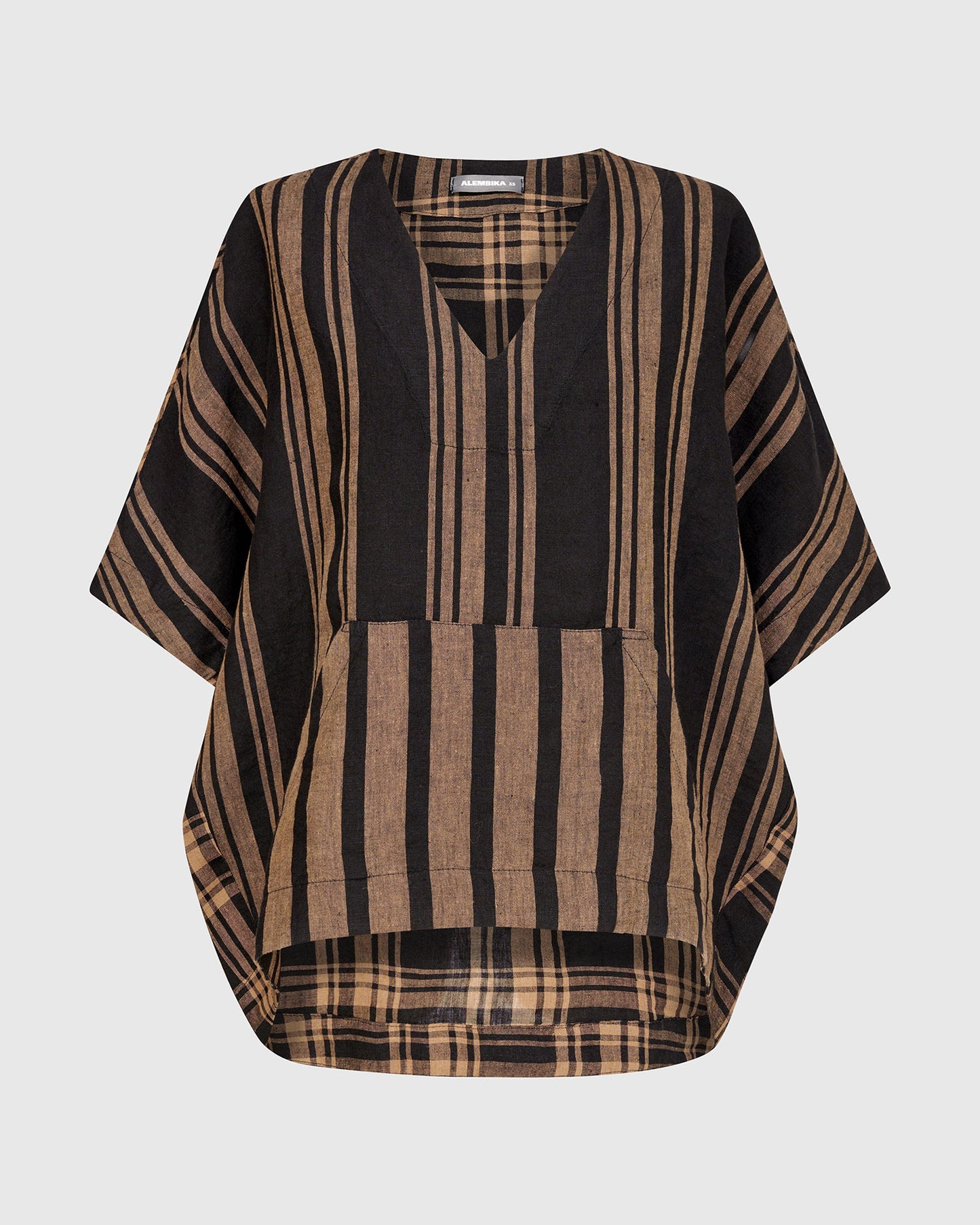 Tunic--"Terra", Linen, Coffee & Black (Alembika)