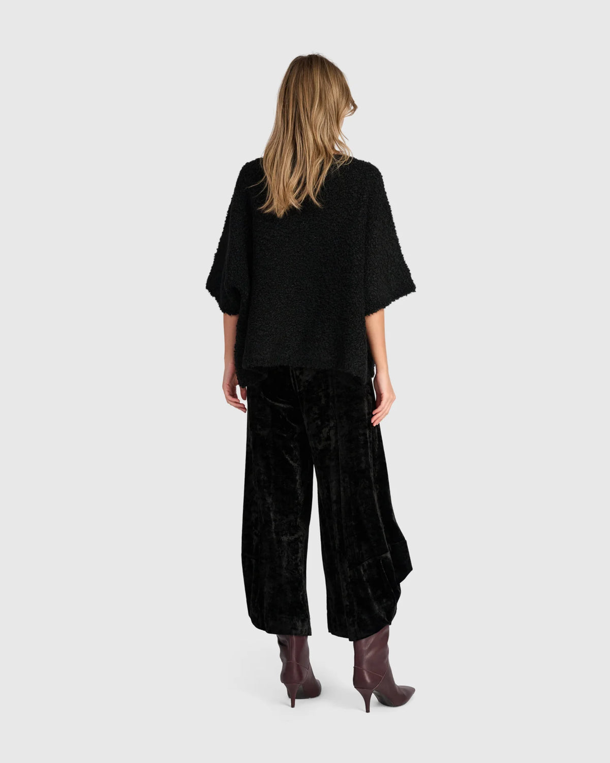 Sweater--"Brio", Boat Neck, Elbow-Length Sleeves, Knit, BROWN (Alembika)