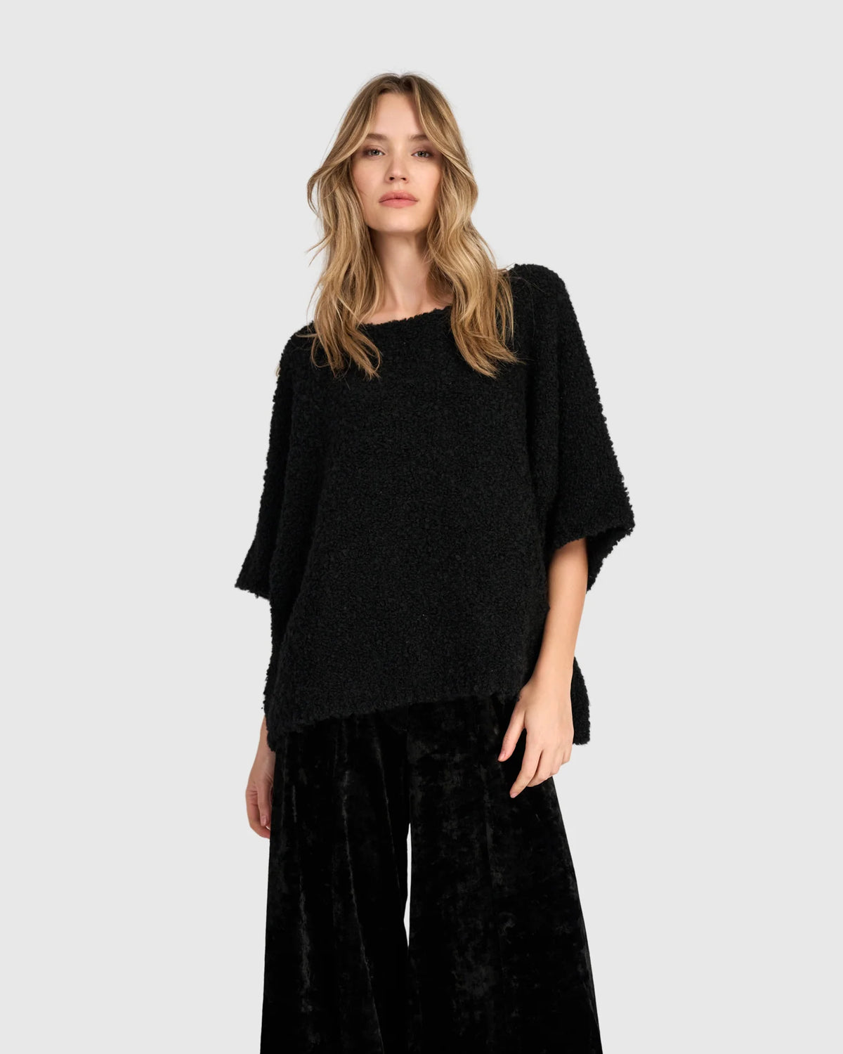 Sweater--"Brio", Boat Neck, Elbow-Length Sleeves, Knit, BROWN (Alembika)