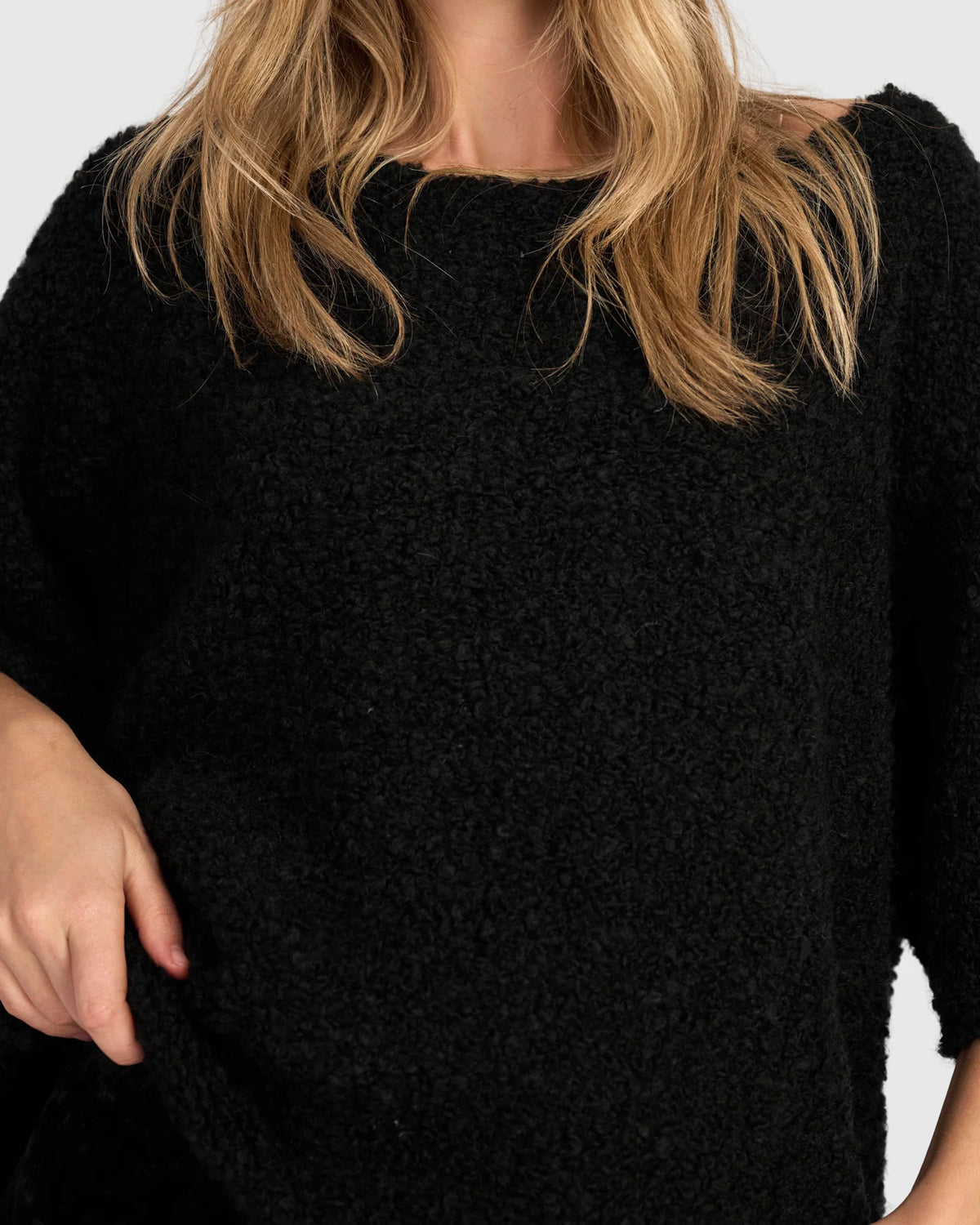 Sweater--"Brio", Boat Neck, Elbow-Length Sleeves, Knit, BROWN (Alembika)