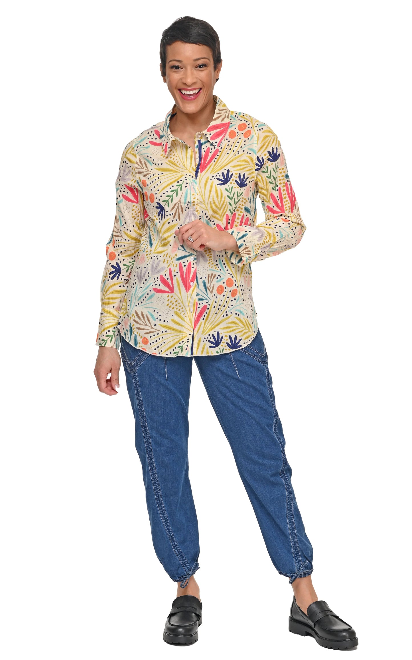 Shirt--"Gretchen", Long Sleeve, Cotton, Whimsy--Multi (Tulip)