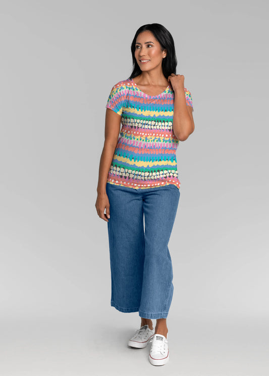 Top--"Riviera", Short Sleeve, Cotton (Whimsy Rose)