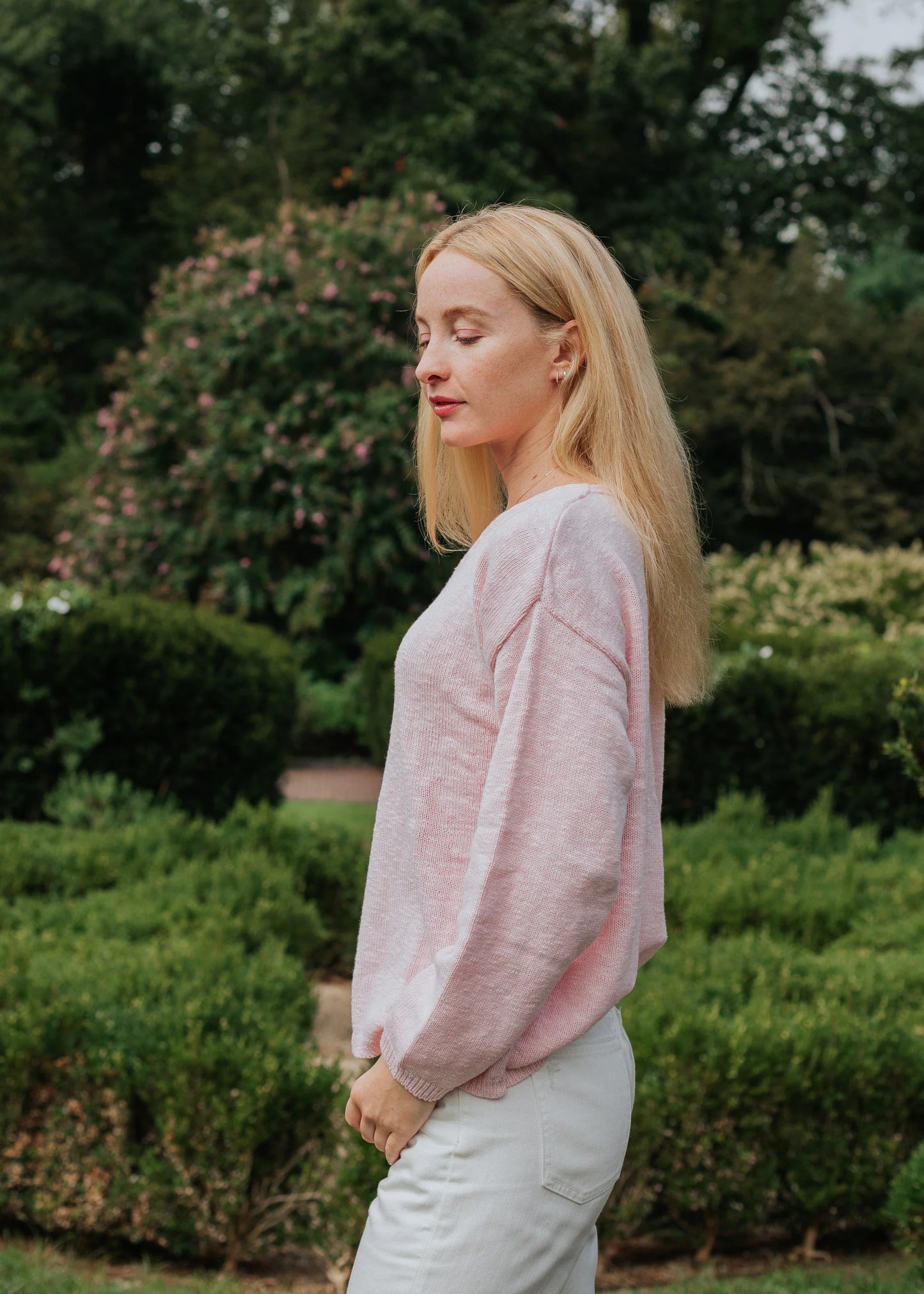 Sweater--Cotton, V-Neck, Crop, Lipstick Pink OR Turquoise (Avalin)