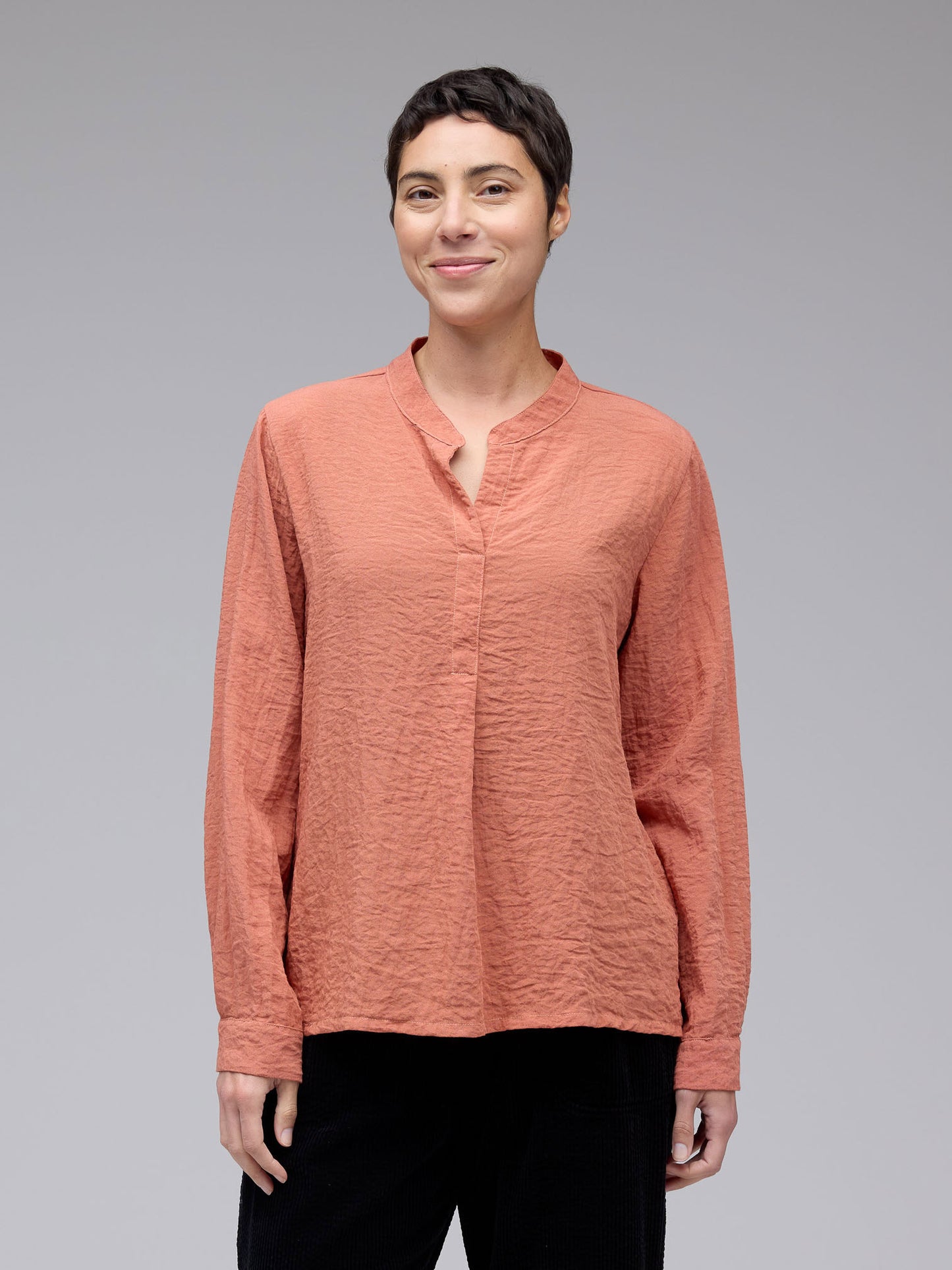 Top--Front Pleat, Long Sleeved, "Tandoori" OR Brass (cut loose)