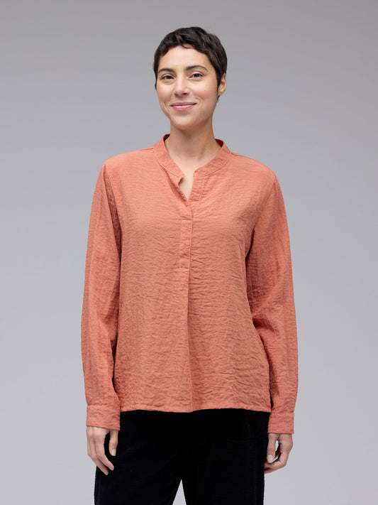 Top--Front Pleat, Long Sleeved, "Tandoori" OR Brass (cut loose)