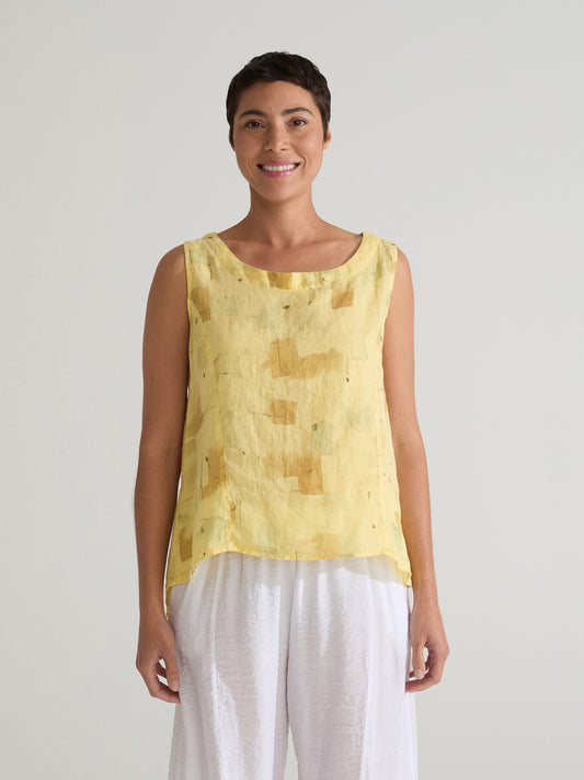 Top--"Brushstroke", Sleeveless, Linen, "Cashew"  (Cut Loose)