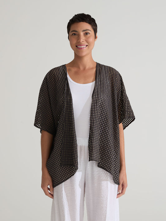 Cardi--"Checked Burnout", Black or Cashew (Cut Loose)
