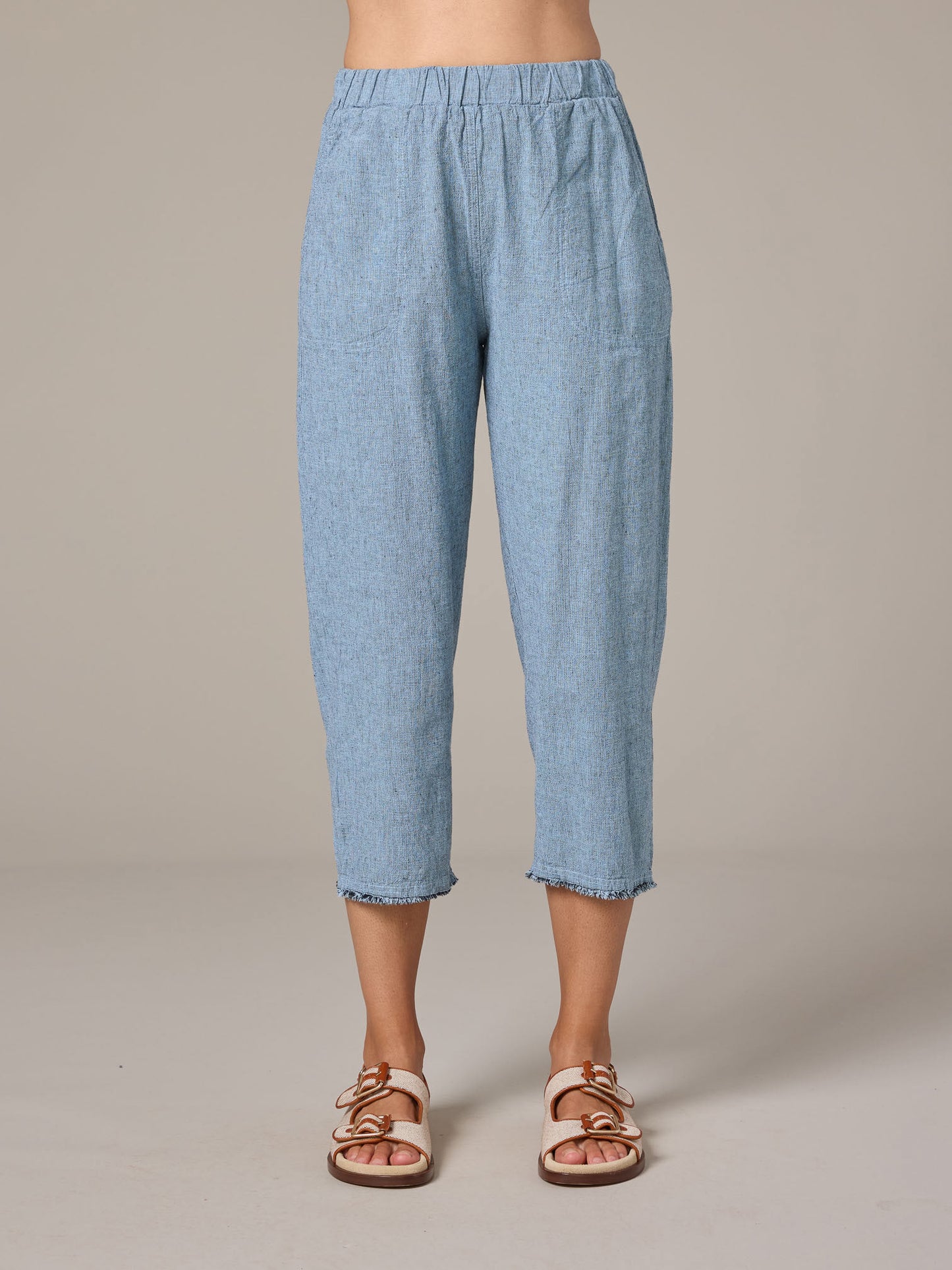 Pants--"Hatch", Crop, Raw Edge, Bellflower (Cut Loose)