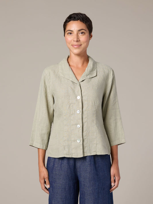Shirt--Collared, Buttons, 3/4 Sleeve, Linen, Balsam (Cut Loose)
