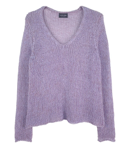 Sweater--"Georgie", V-Neck, Chunky Knit, Blue OR Lilac (Wooden Ships)