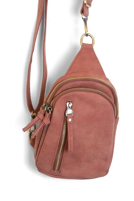 Crossbody--"Skylar", SUEDED Vegan Leather, 3 Colors (Joy Susan)