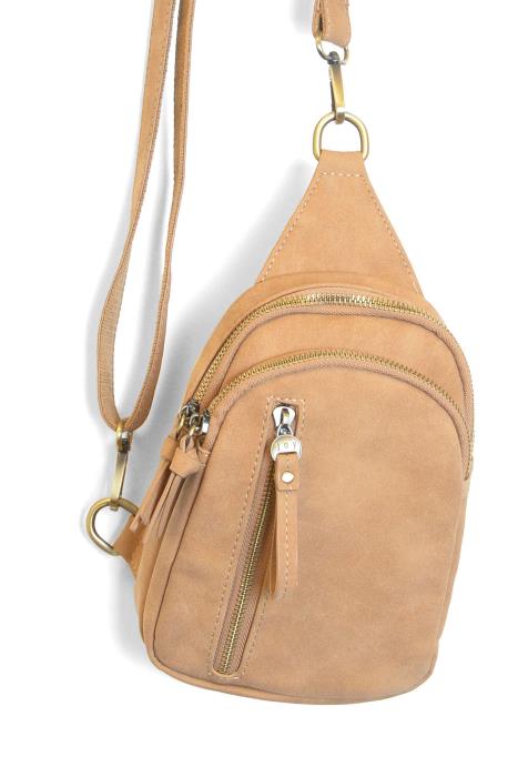 Crossbody--"Skylar", SUEDED Vegan Leather, 3 Colors (Joy Susan)