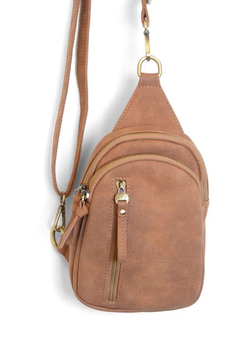 Crossbody--"Skylar", SUEDED Vegan Leather, 3 Colors (Joy Susan)