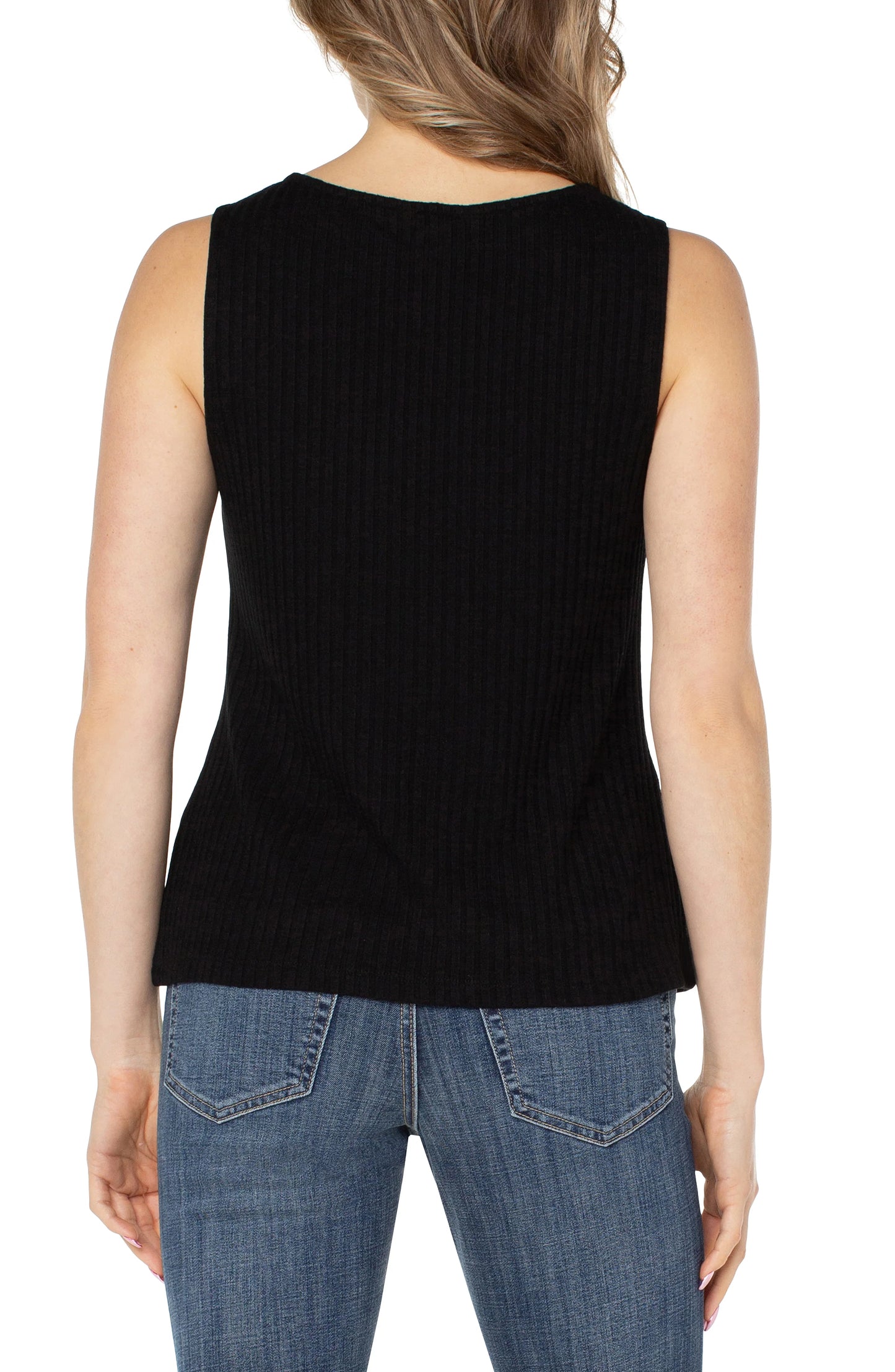 Top--Sleeveless, Boatneck, Ribbed, Black (Liverpool)