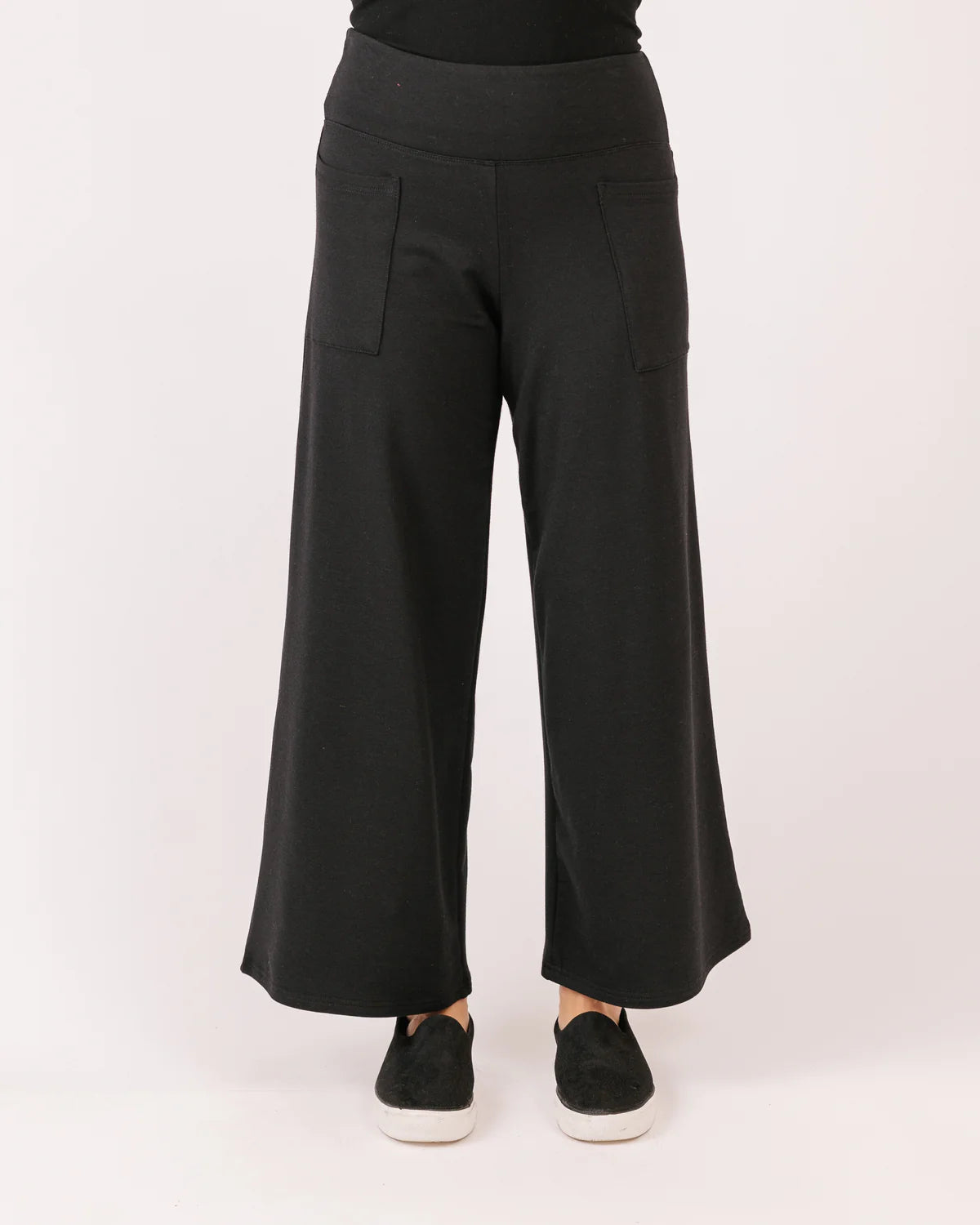 Pants--"Noel", Wide Leg, French Terry, Black OR Coffee (Shannon Passero)