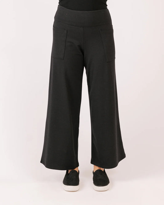 Pants--"Noel", Wide Leg, French Terry, Black OR Coffee (Shannon Passero)