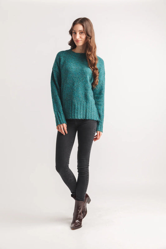 Sweater--Poly-Blend, Marled--GREEN TEAL (Papillon)