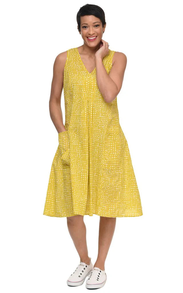 Dress--"Poppie", Sleeveless, Cotton, Goldfish--Yellow (Tulip)
