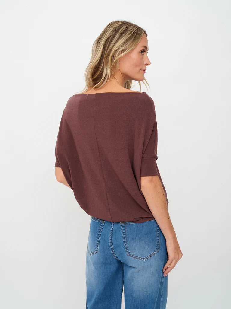 Top--"Anywhere", SHORT Sleeved, Raisin OR Truffle (Six Fifty)