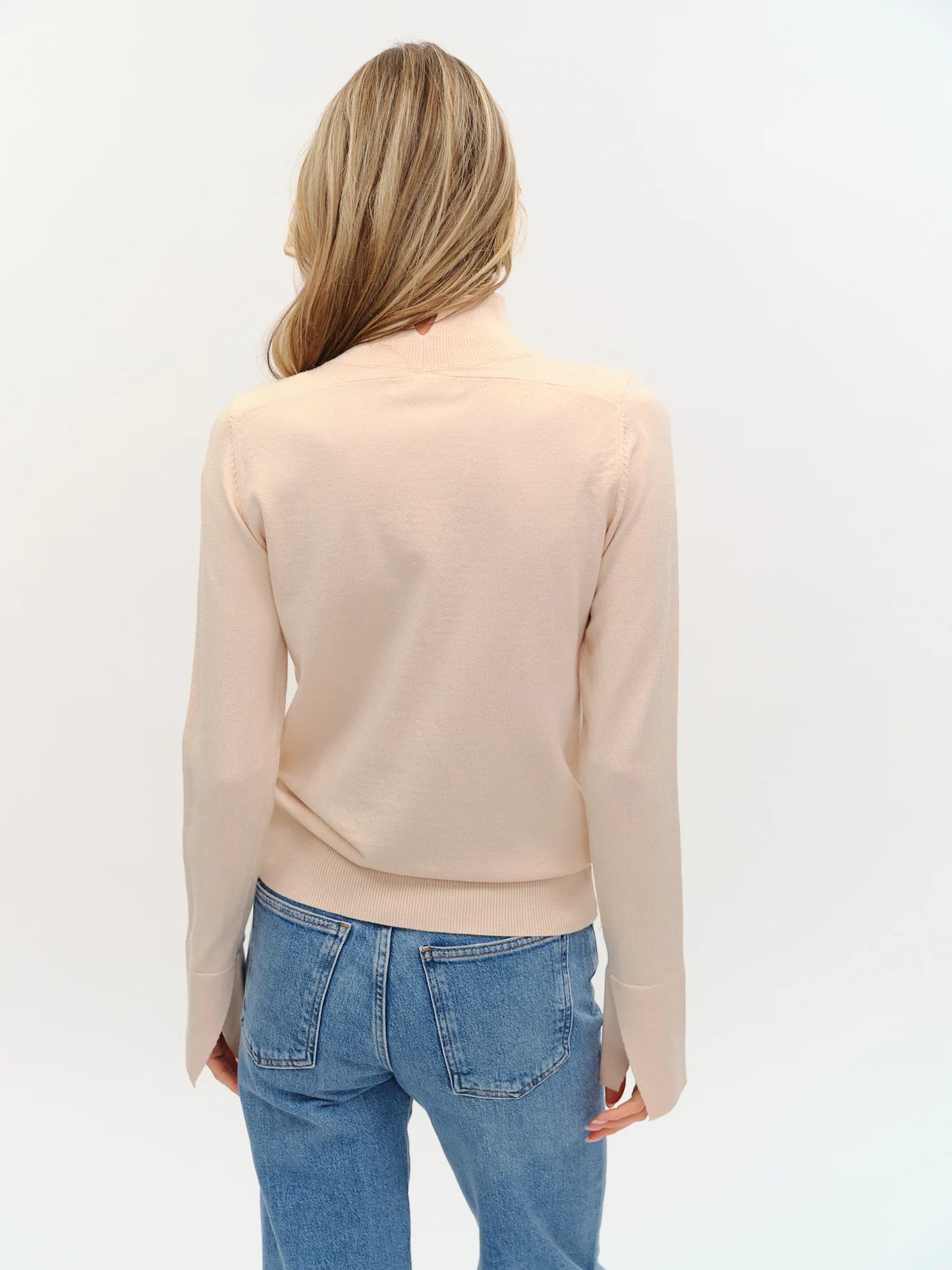 Top--"Justine" Higher Neck & Wide Cuff, Long Sleeves, Black OR Taupe (Six/Fifty)