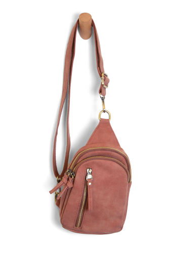 Crossbody--"Skylar", SUEDED Vegan Leather, 3 Colors (Joy Susan)