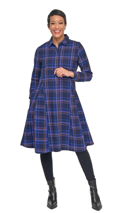 Dress--"Sheridan", Flannel, 3 Plaid Patterns (Tulip)