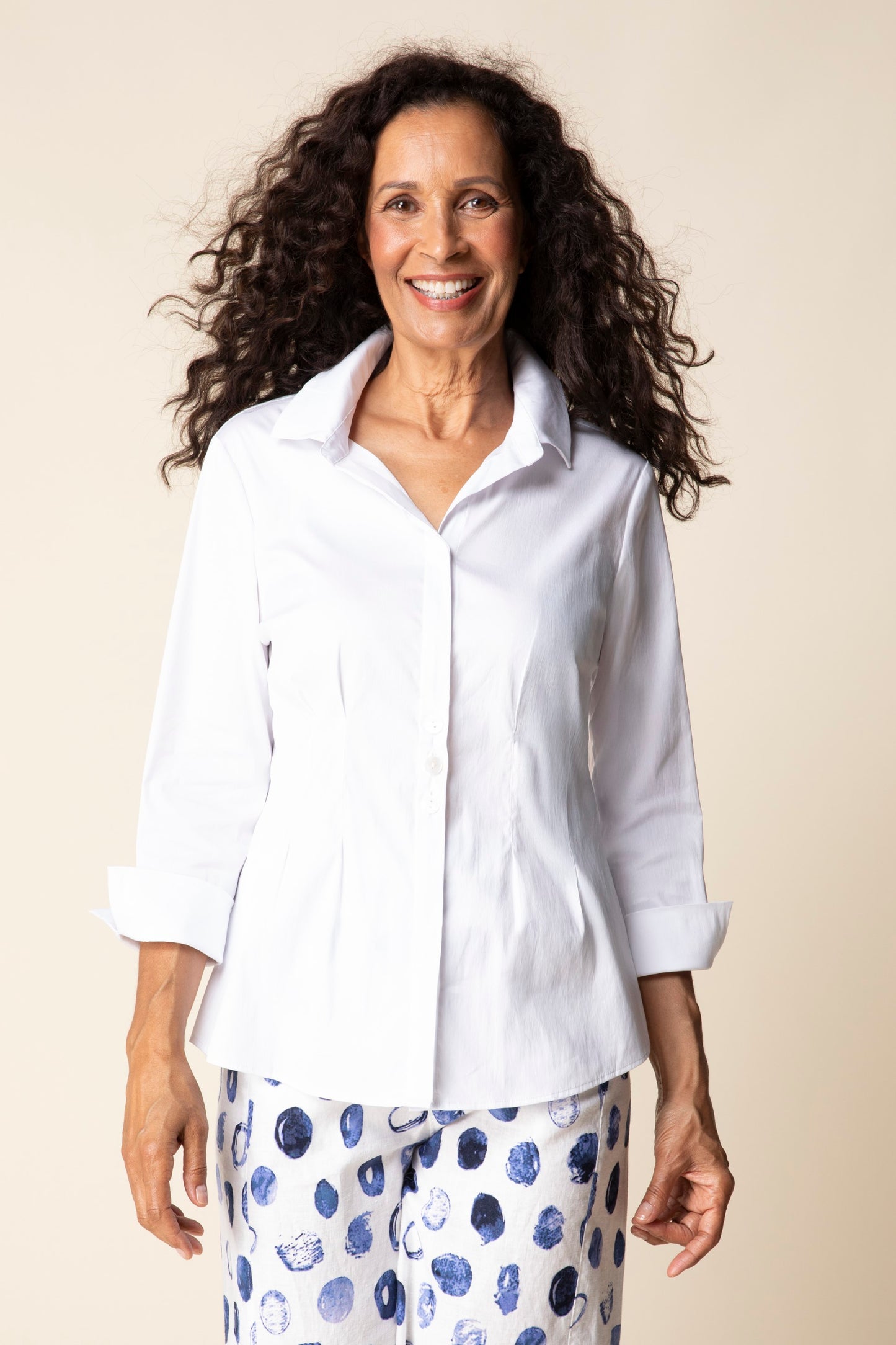 Shirt--"Perfect Travel", Seamed, Cotton-Blend, White (Habitat)